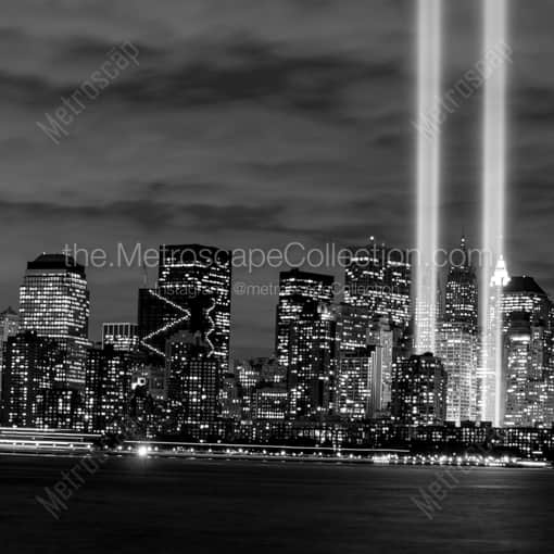 The Tribute in Lights at Ground Zero -- New York City Black and White Photography