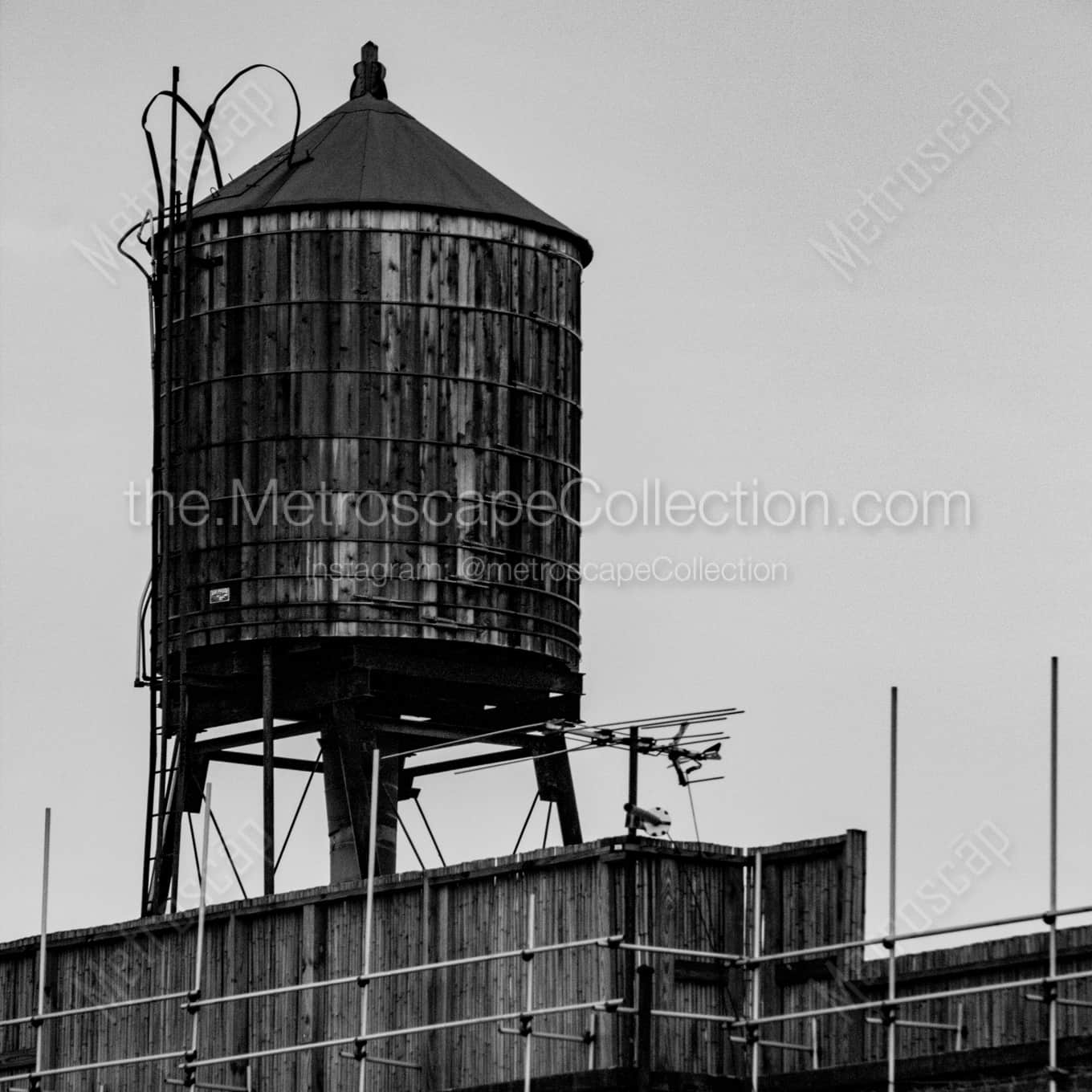 A Manhattan Water Tank night time black and white Photography square crop