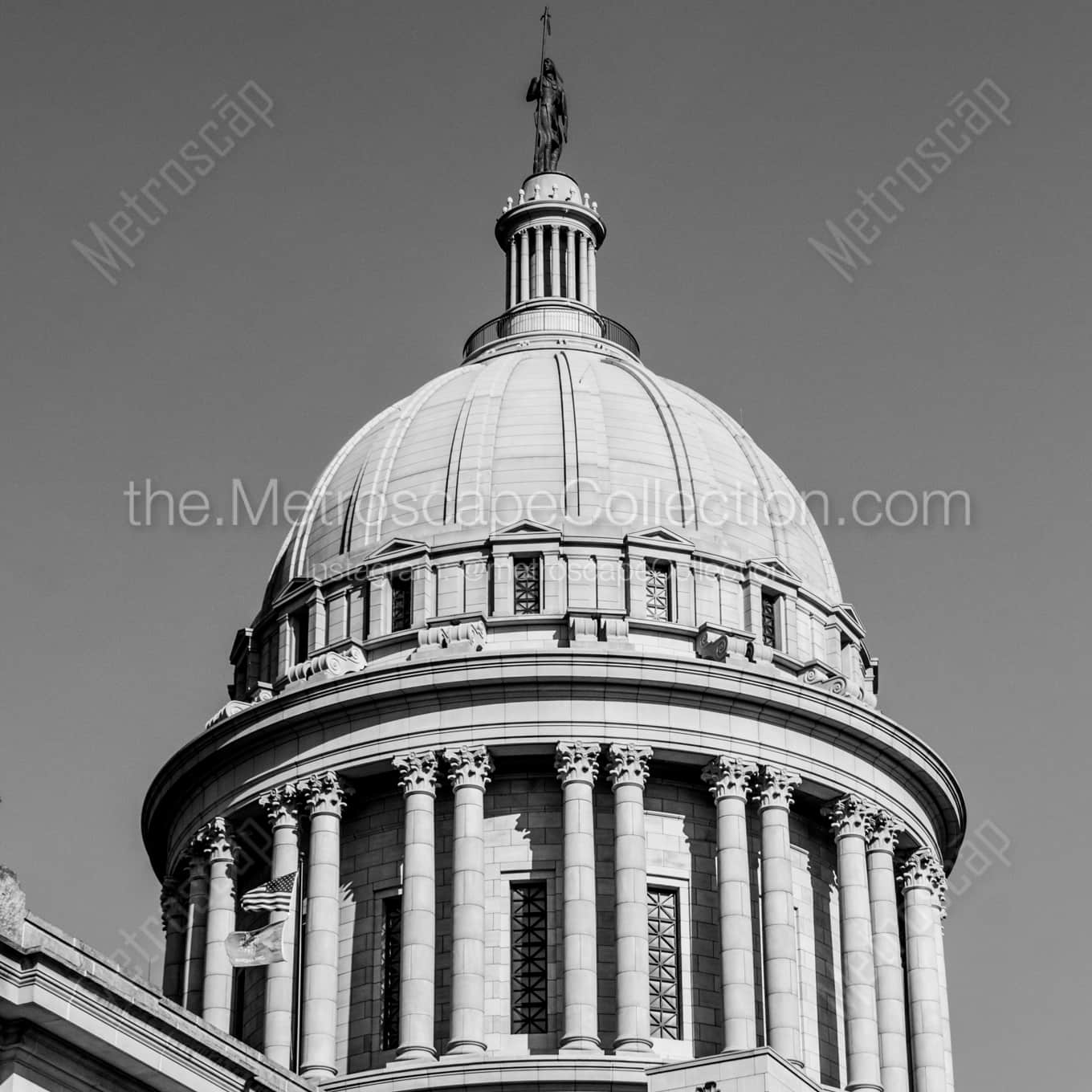 The Dome of the Oklahoma Capitol night time black and white Photography square crop
