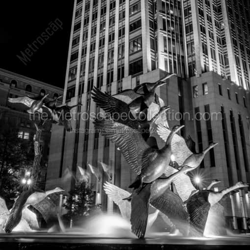 Geese in the Spirit of Nebraska Sculpture Park -- Omaha Black and White Photography