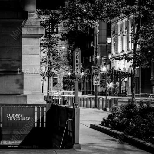 The Subway Concourse on the East Side of City Hall -- Philadelphia Black and White Photography