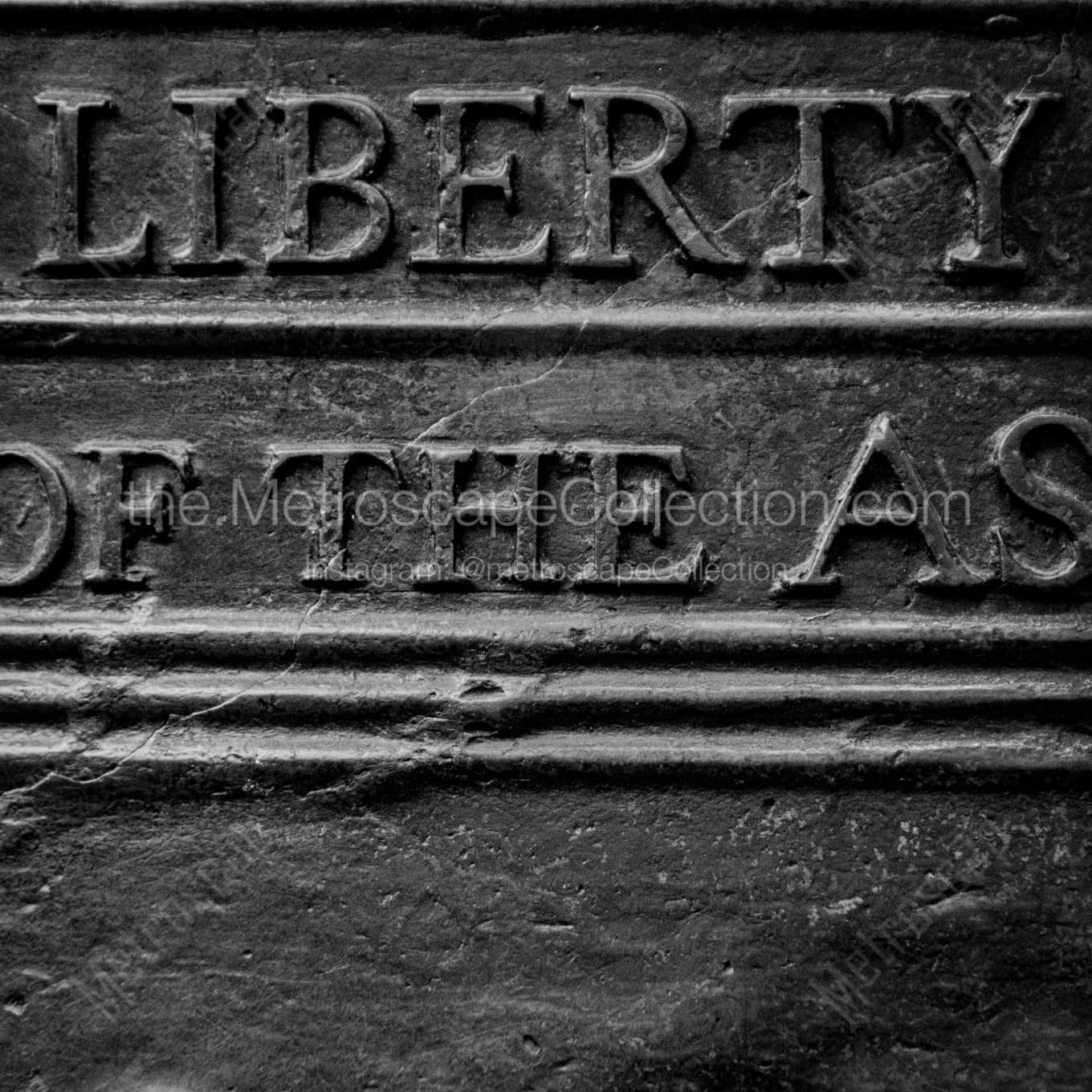 Detail of the Liberty Bell night time black and white Photography square crop