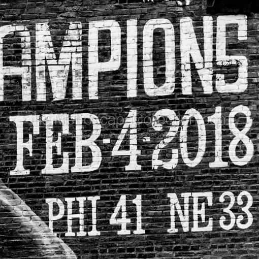 Eagles Superbowl LII Champions Mural -- Philadelphia Black and White Photography