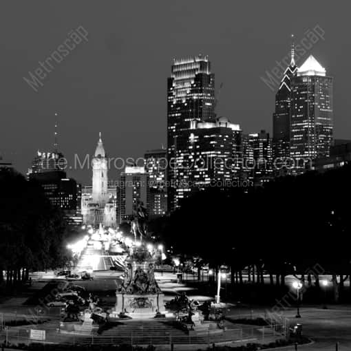 The Philadelphia Skyline from the Art Museum -- Philadelphia Black and White Photography