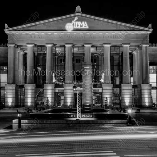 The Raleigh Memorial Auditorium at Night -- Raleigh Black and White Photography