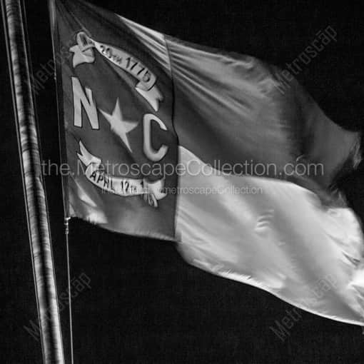 The North Carolina Flag on the NC Capitol -- Raleigh Black and White Photography