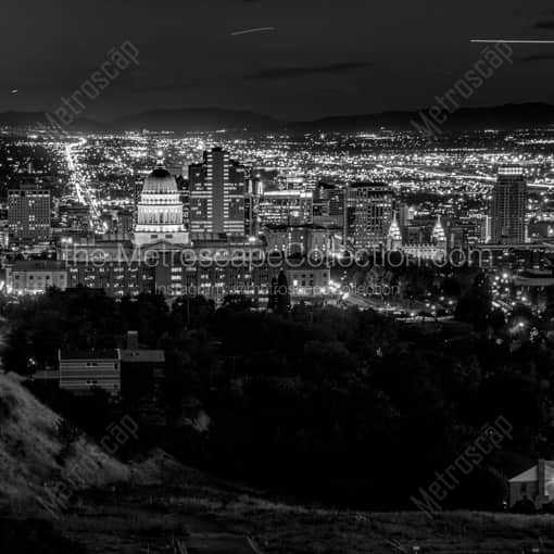 The Salt Lake City Skyline from Edgecomb -- Salt Lake City Black and White Photography