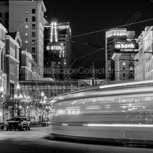 A UTA TRAX Train on Main -- Salt Lake City Black and White Photography