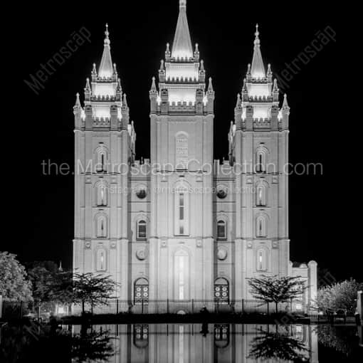 The Mormon Temple at Night -- Salt Lake City Black and White Photography