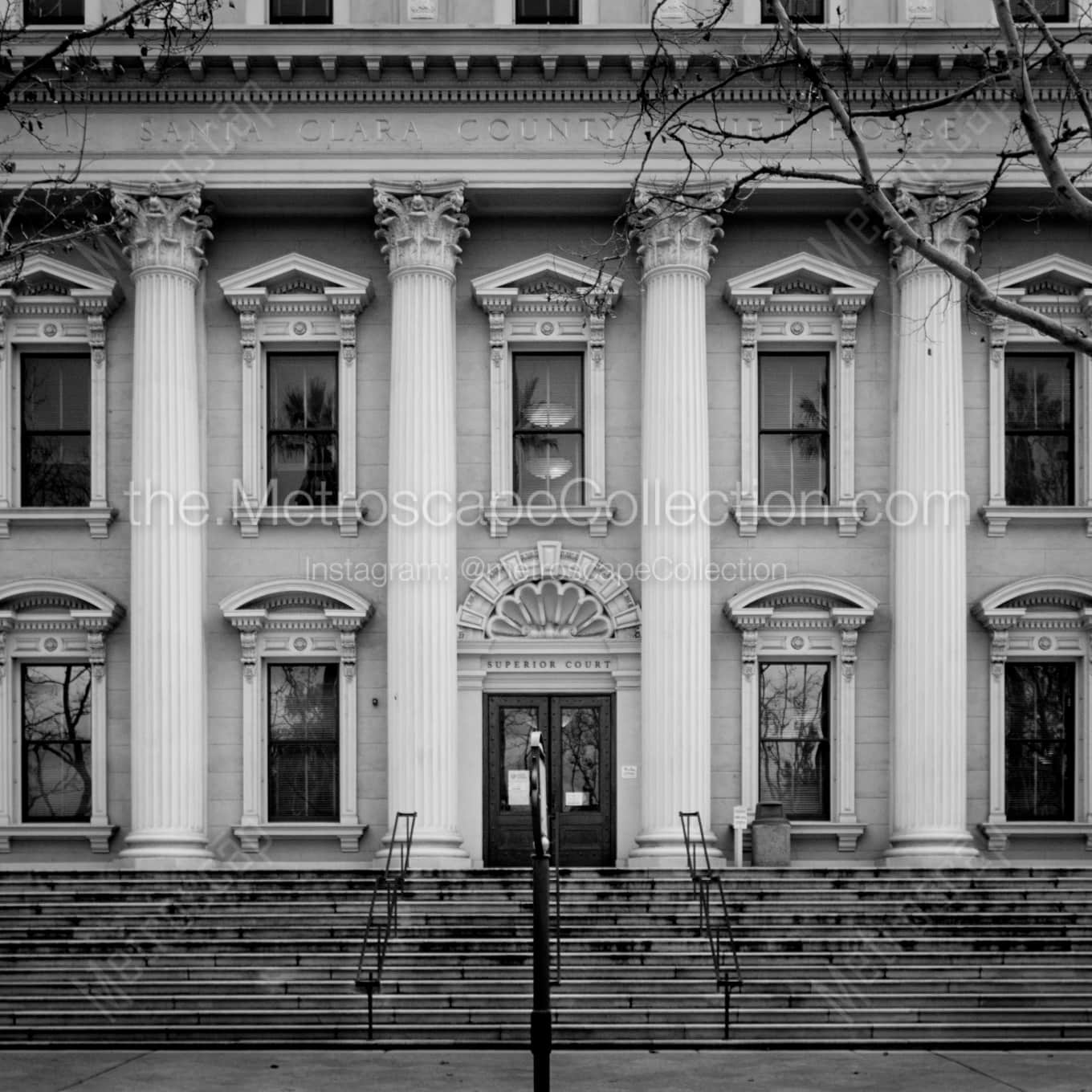 The Santa Clara County Courthouse night time black and white Photography square crop
