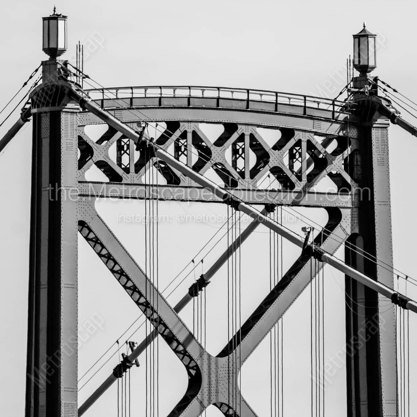 The Top of the Anthony Wayne Bridge night time black and white Photography square crop
