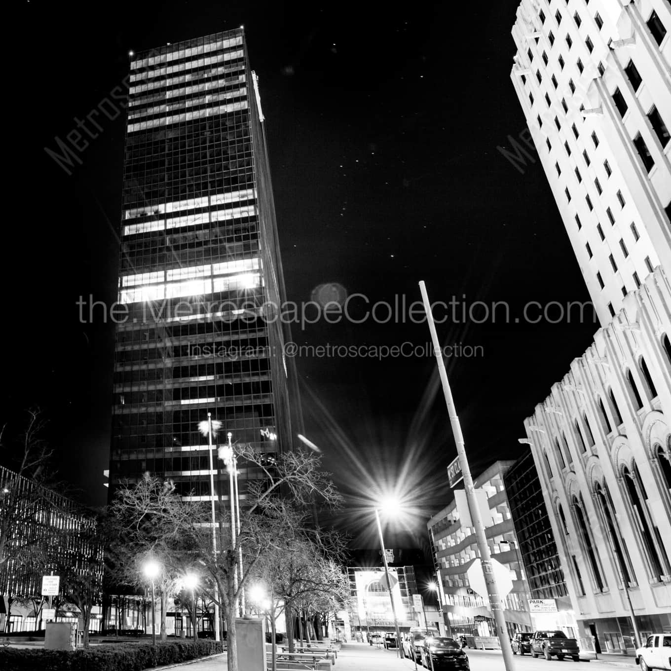 The Tower on the Maumee at the Constellation Orion night time black and white Photography square crop