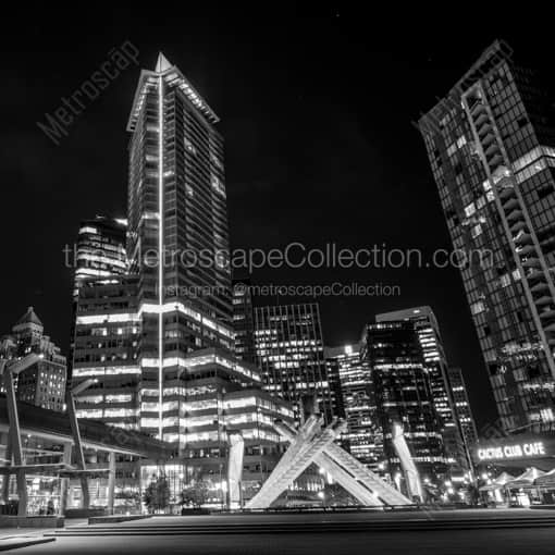 The Olympic Cauldron in Poole Plaza -- Vancouver Black and White Photography