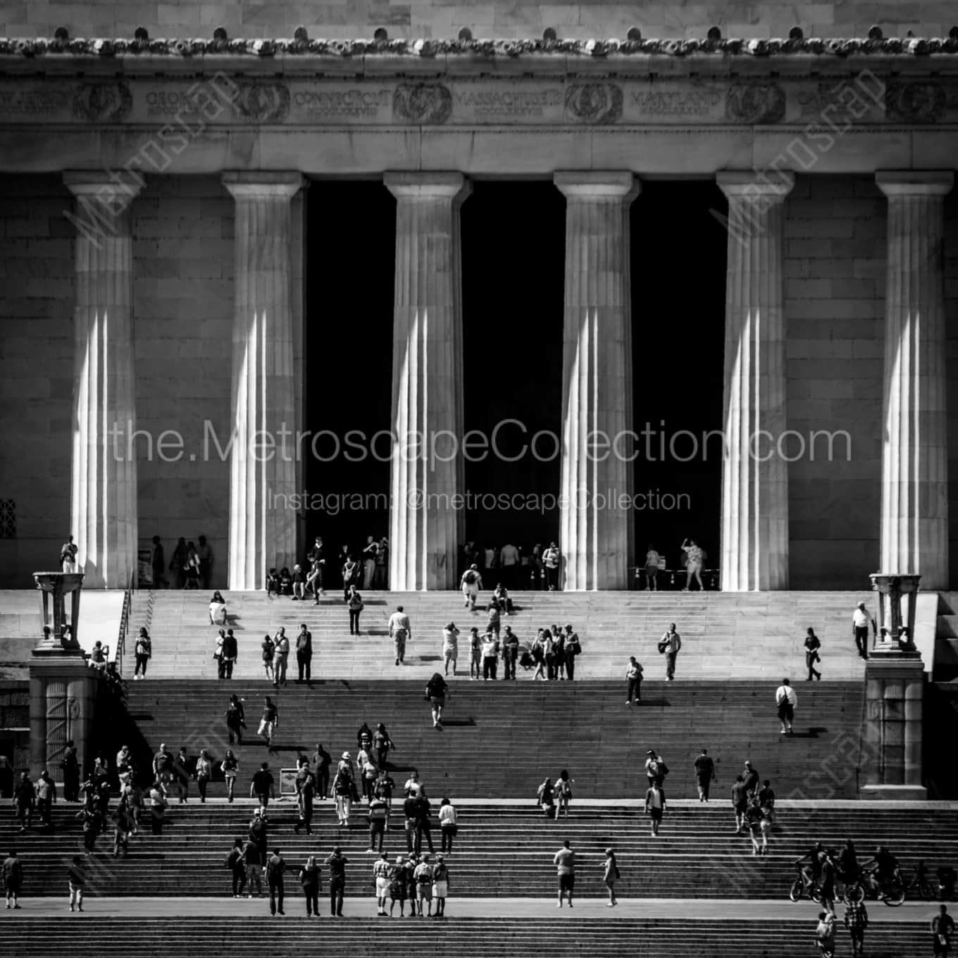 The Steps of the Lincoln Memorial night time black and white Photography square crop