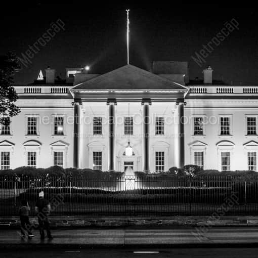 The White House at Night -- Washington DC Black and White Photography