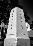 Vertical Charles Street and Walton County Road 30-A in Alys Beach Framed Photos