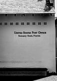 Vertical Rosemary Beach Florida United States Post Office black and white Photography