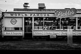 Horizontal World Famous Pickles black and white Photography