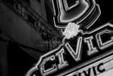 Horizontal Civic Theater Sign at Night landscape black and white Photography