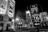 Horizontal Downtown Akron Ohio black and white Photos