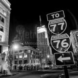 Square Downtown Akron Ohio black and white Photos