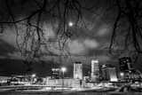 Horizontal The Downtown Akron Skyline at Night black and white Pictures