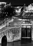 Vertical A Lock on the Ohio and Erie Canal in Downtown Akron black and white Pictures
