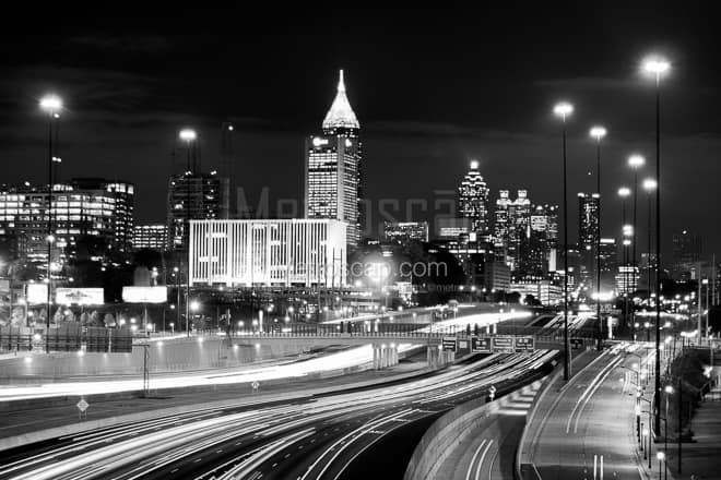 The Atlanta Skyline from 17th -- Atlanta Black and White Photos