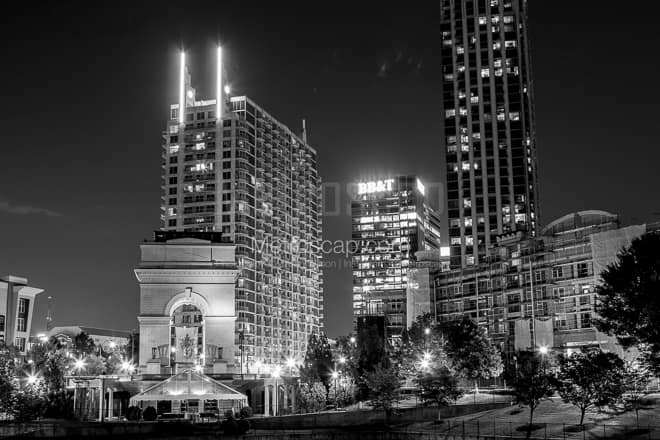 Atlantic Station at Night -- Atlanta Black and White Photos