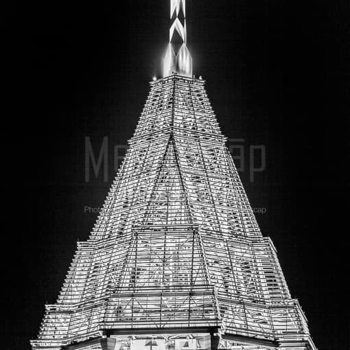 The Top of Bank of America Plaza at Night -- Atlanta Black and White Photos