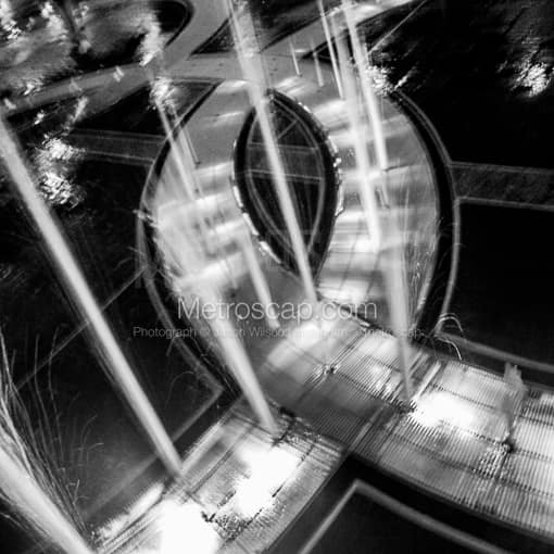 The Rings in the Fountain of Olympic Park -- Atlanta Black and White Photos