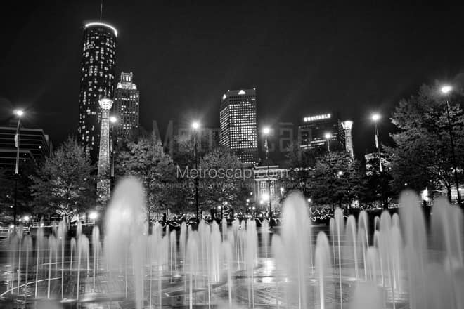 The Atlanta Skyline from Centennial Olympic Park -- Atlanta Black and White Photos