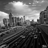 Square The Atlanta Skyline at Rush Hour Framed Photos