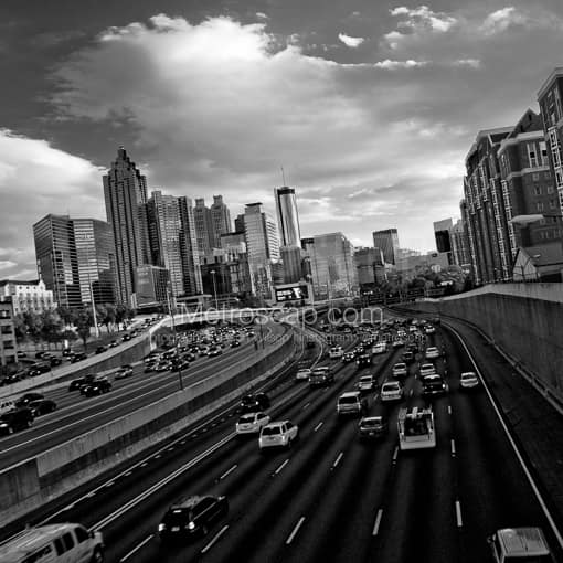 The Atlanta Skyline at Rush Hour -- Atlanta Black and White Photos