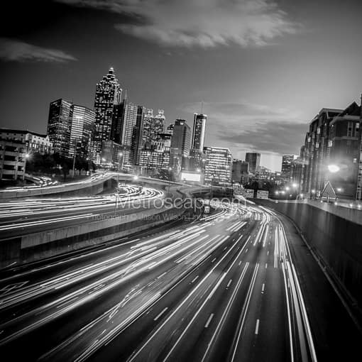 The Downtown Atlanta Skyline from North Ave -- Atlanta Black and White Photos