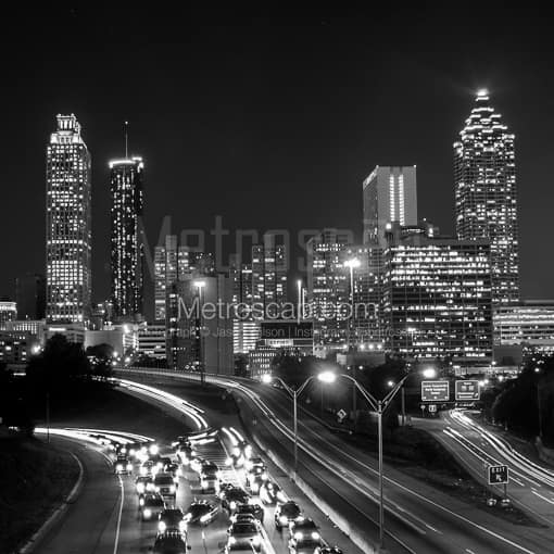 Atlanta Black and White Photos of The Atlanta Skyline from Jackson Street Above Freedom Parkway The Atlanta Skyline from Jackson Street Above Freedom Parkway -- Atlanta Black and White Photos