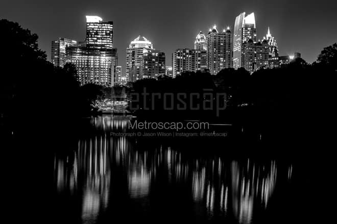 The Midtown Atlanta Skyline from Piedmont Park -- Atlanta Black and White Photos