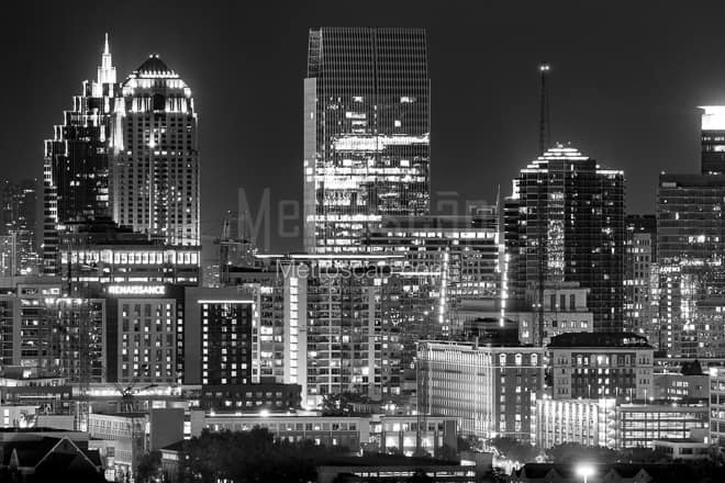 The Midtown Atlanta Skyline from atop CNN Center -- Atlanta Black and White Photos
