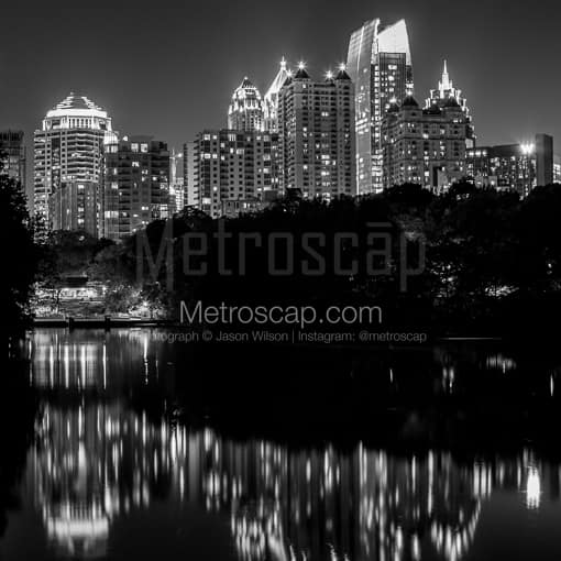 Atlanta Black and White Photos of The Midtown Atlanta Skyline from Piedmont Park at Night The Midtown Atlanta Skyline from Piedmont Park at Night -- Atlanta Black and White Photos