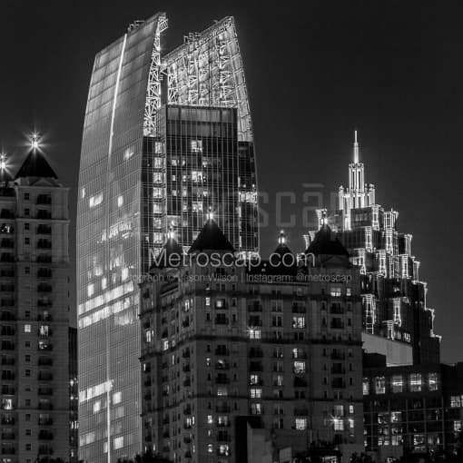 Symphony Center and the Promenade at Night  -- Atlanta Black and White Photos