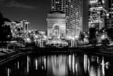 Horizontal The Millennium Gate Arch and Pond at Night Framed Photos