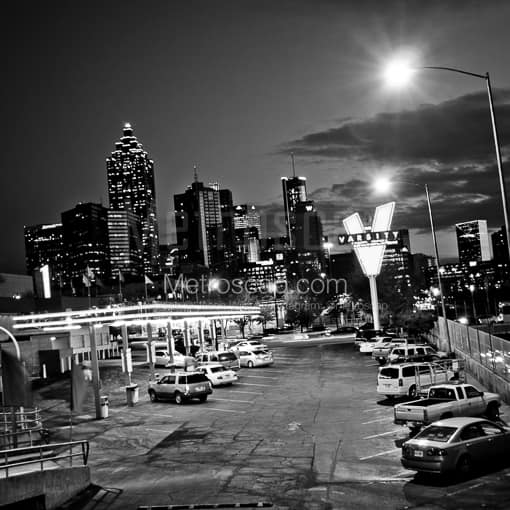 The Atlanta Skyline from the Varsity -- Atlanta Black and White Photos