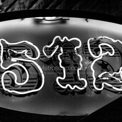 The 512 Sign on Sixth -- Austin Black and White Photography