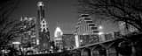 Panoramic The Austin Skyline and Congress Ave Bridge black and white Pictures