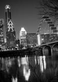 Vertical The Austin Skyline and Congress Ave Bridge black and white Pictures