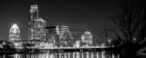 Panoramic The New Austin Skyline at Night Featuring the Austonian black and white Pictures