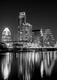 Vertical The New Austin Skyline at Night Featuring the Austonian black and white Pictures