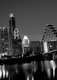 Vertical The New Austin Skyline at Night on the Colorado black and white Pictures