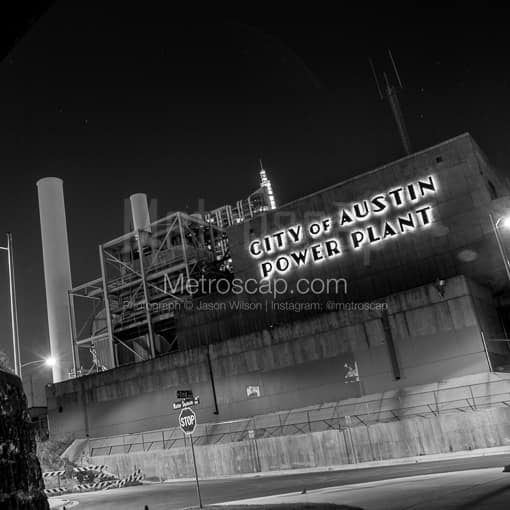 The City of Austin Power Plant. -- Austin Black and White Photography