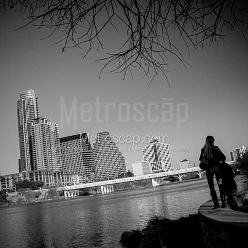 Austin Black and White Photography of A Couple Enjoys the Afternoon Austin Skyline A Couple Enjoys the Afternoon Austin Skyline -- Austin Black and White Photography